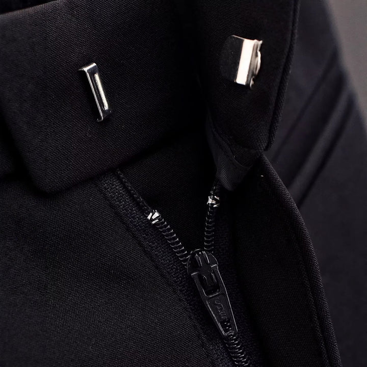 Damen Elegante gerade geschnittene Anzughose mit Bundschlaufen und Paspeltaschen Drune