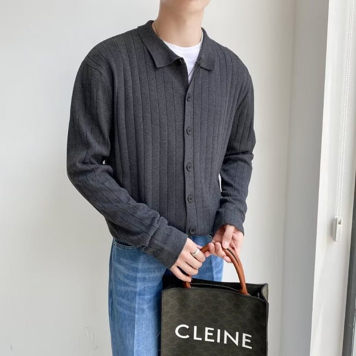 Herren Elegantes Langarm-Polohemd mit Struktur Drune