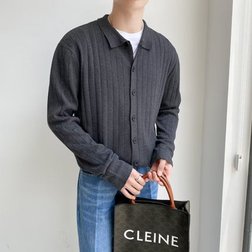 Herren Elegantes Langarm-Polohemd mit Struktur Drune