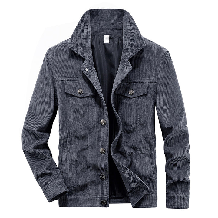 Herren Lässige Cordjacke mit praktischem Kragen Drune