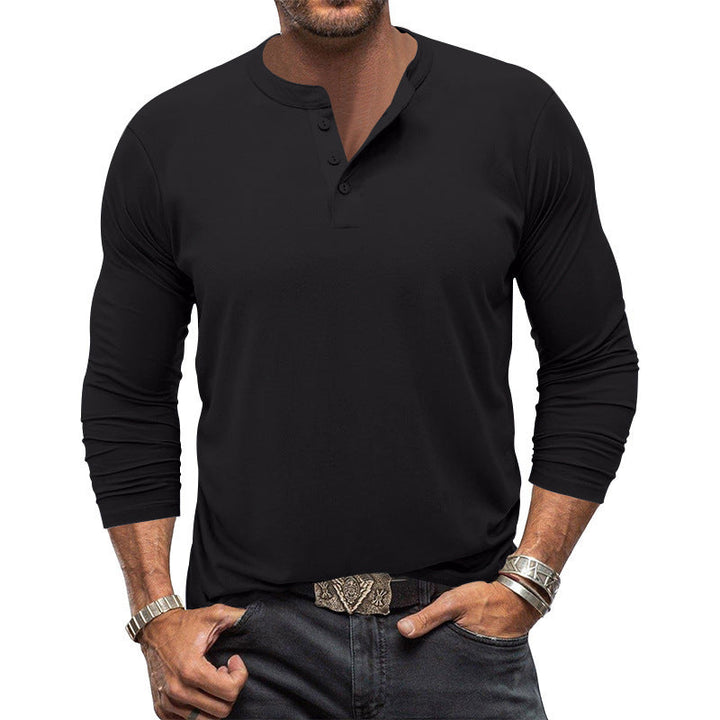 Herren Langarm T-Shirt mit Knopfleiste Drune
