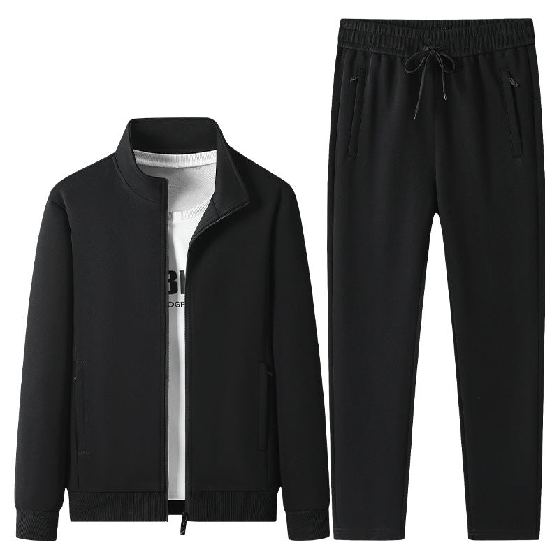 Herren Freizeit-Trainingsanzug Set mit Stehkragen Reißverschlussjacke und Jogginghose aus French Terry Drune