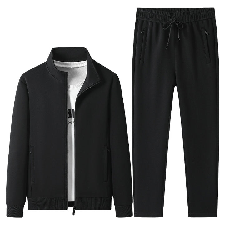 Herren Freizeit-Trainingsanzug Set mit Stehkragen Reißverschlussjacke und Jogginghose aus French Terry Drune
