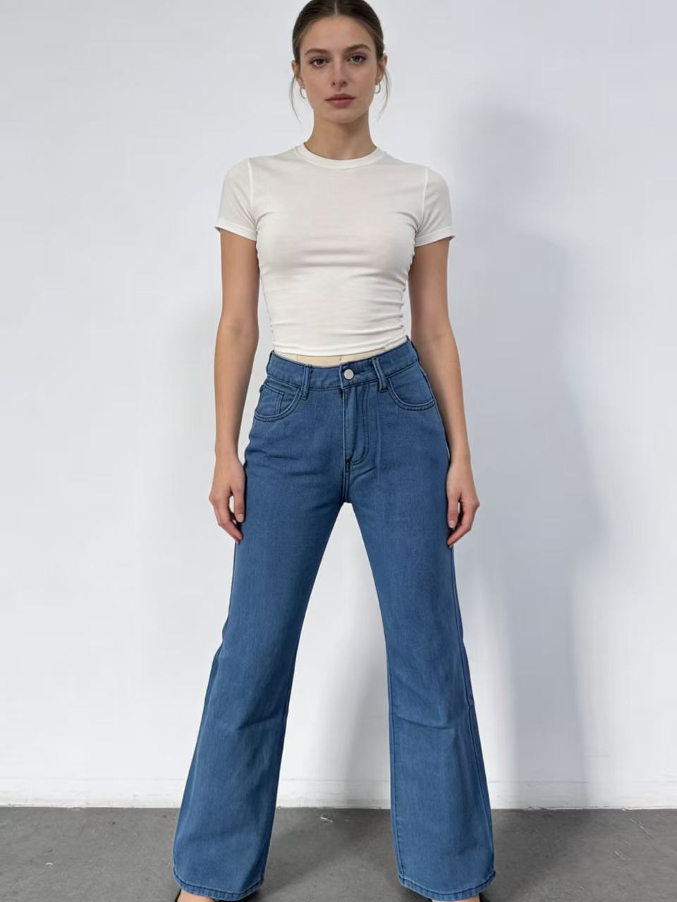 Damen Weite Jeans mit kunstvollem Schmetterlingsdesign Drune