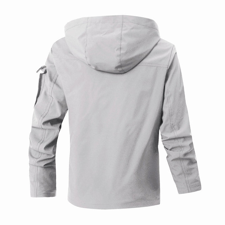 Herren Wasserdichte Utility-Jacke mit Kapuze und Mehrfachtaschen Drune