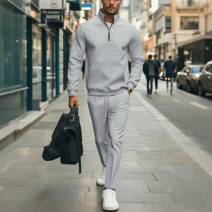 Herren Hochwertiger Stehkragen Pullover mit Zipper Drune