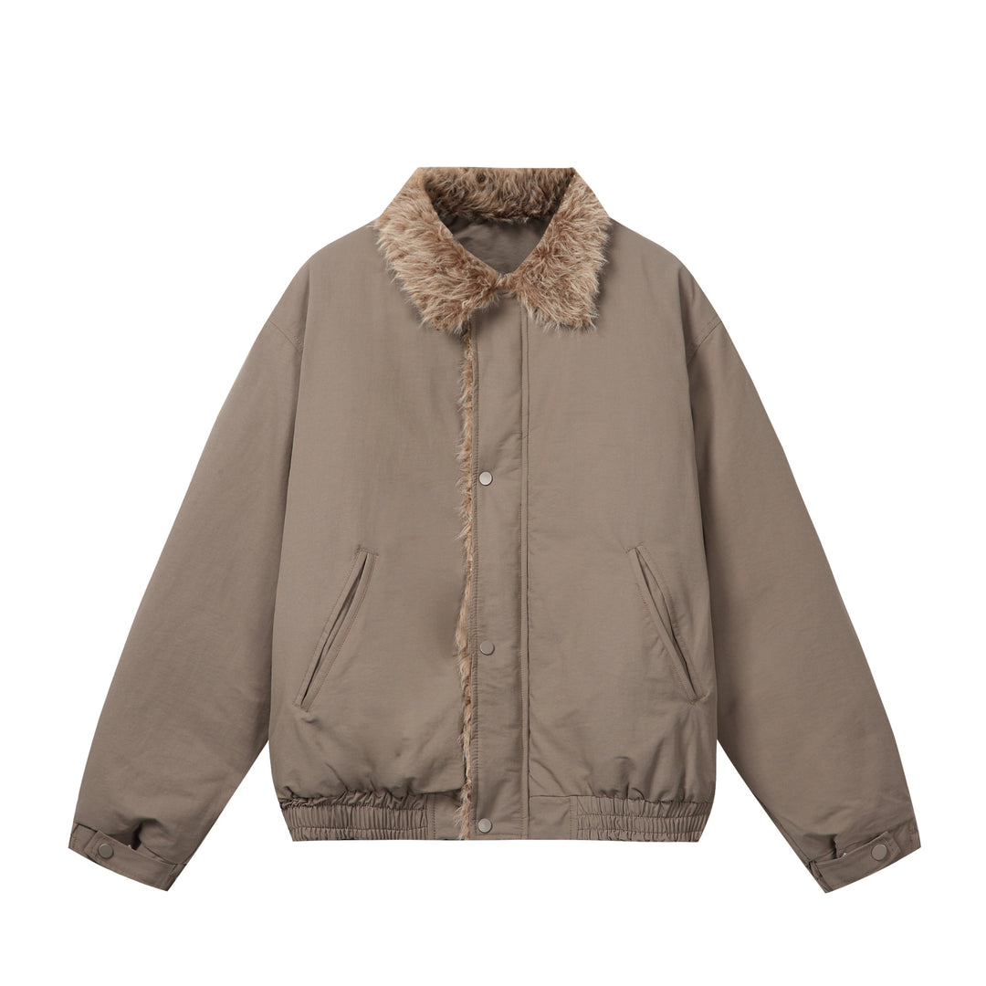 Damen Minimalistische Thermo‑Blousonjacke mit Kunstfell‑Umlegekragen und elastischem Tunnelzugsaum Drune