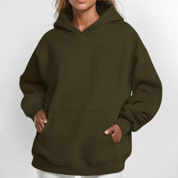 Damen nan extralanges Oversize Kapuzen-Sweatshirt mit Kängurutasche, weichem Fleece-Innenfutter und überschnittener Schulter Drune