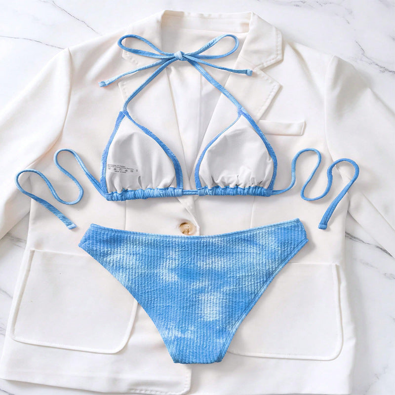 Damen Triangel-Bikini mit strukturiertem Stoff und verstellbaren Trägern Drune