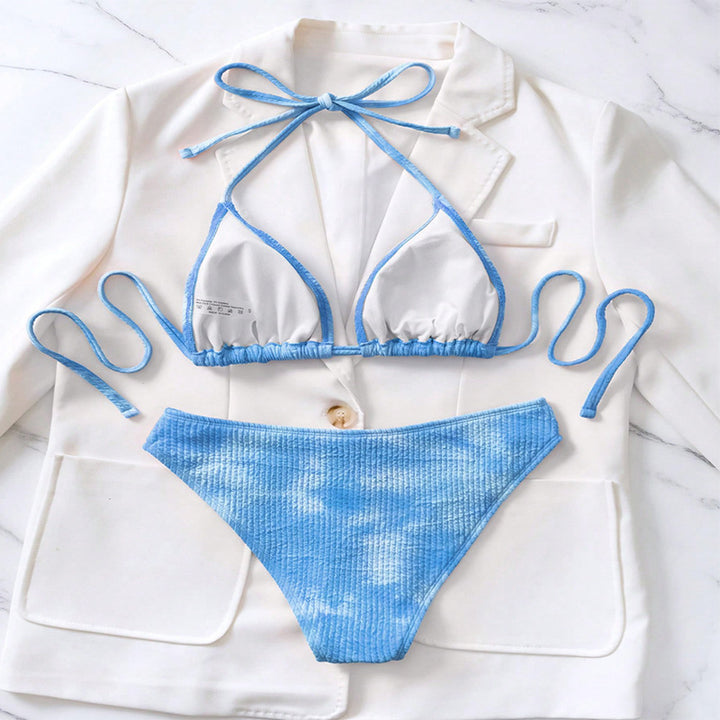 Damen Triangel-Bikini mit strukturiertem Stoff und verstellbaren Trägern Drune