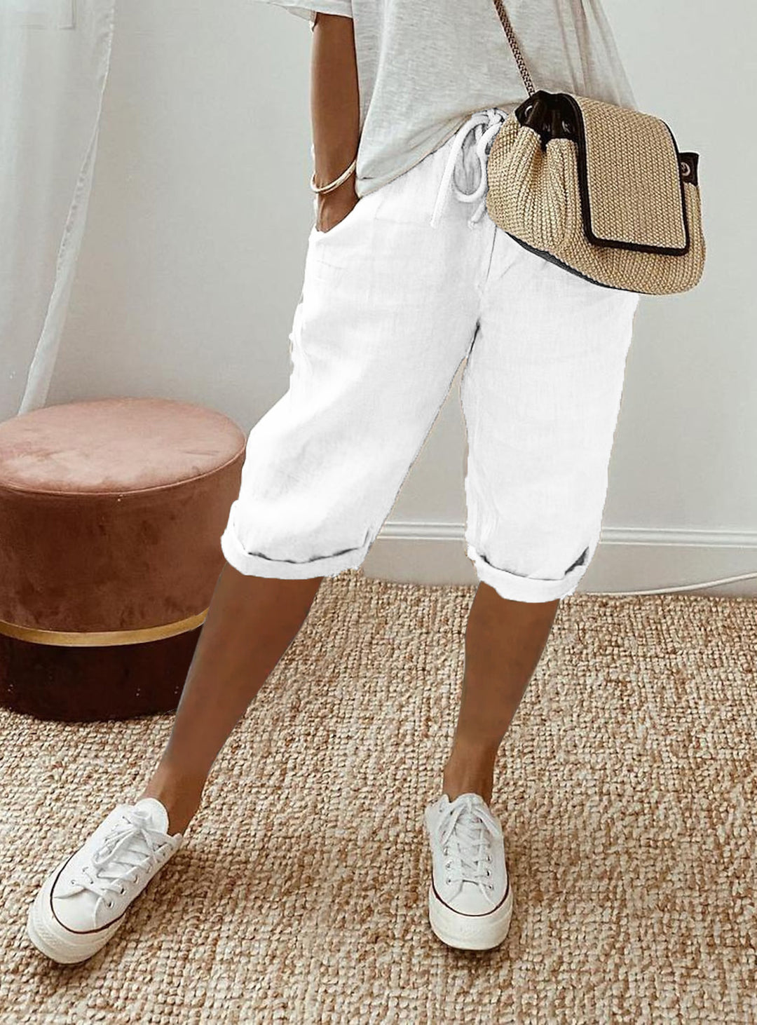 Leichte Shorts mit elastischem Bund für Damen Drune