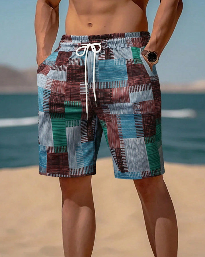 Herren stylische Bade-Shorts mit modernem Graphikmuster Drune