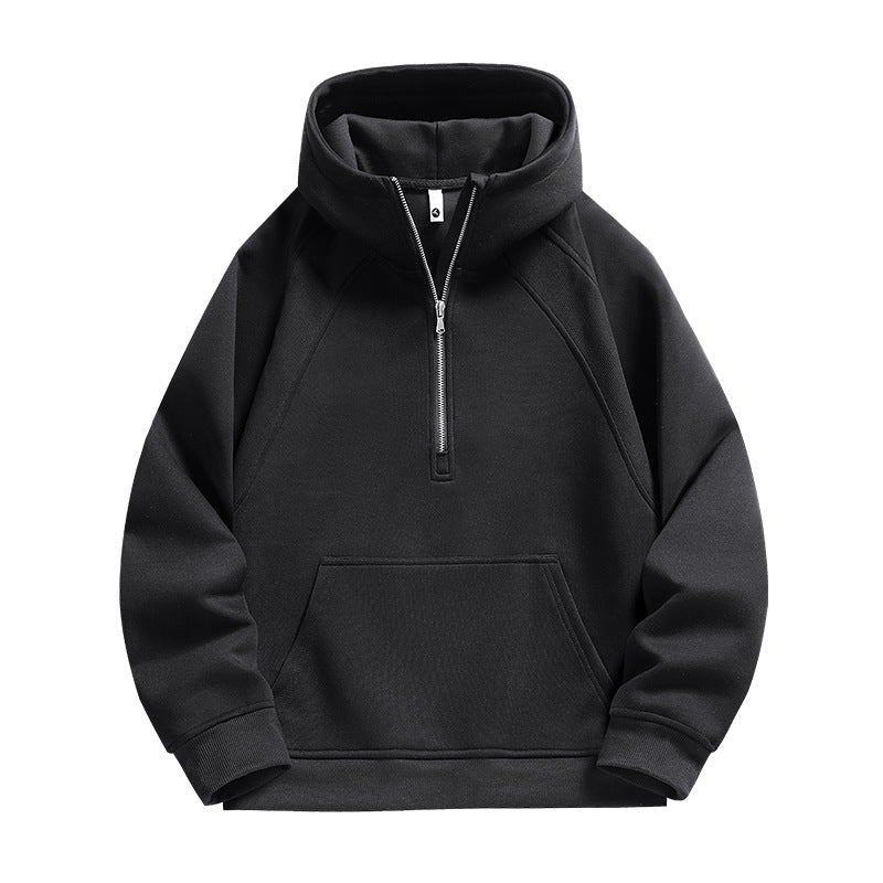 Unisex Halbzip-Kapuzenpullover mit hohem Kragen, Kängurutasche & gerippten Bündchen Drune