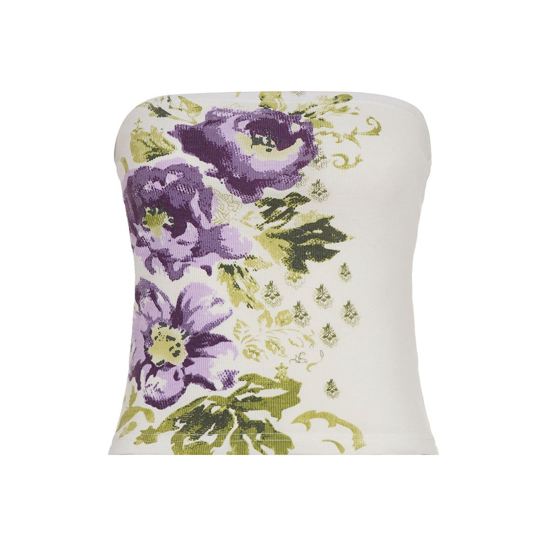 Damen Bandeau-Top mit floralem Muster und elastischem Bund Drune