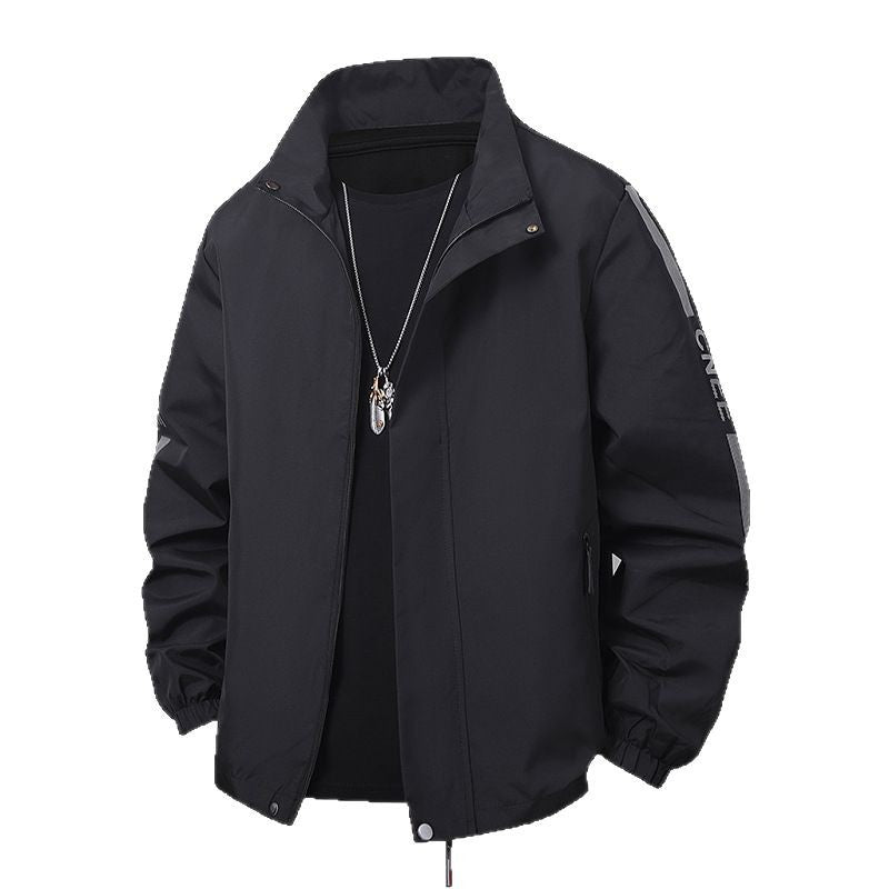 Herren Minimalistische technische Freizeitjacke mit hohem Kragen, verdecktem Reißverschluss und elastischen Bündchen Drune