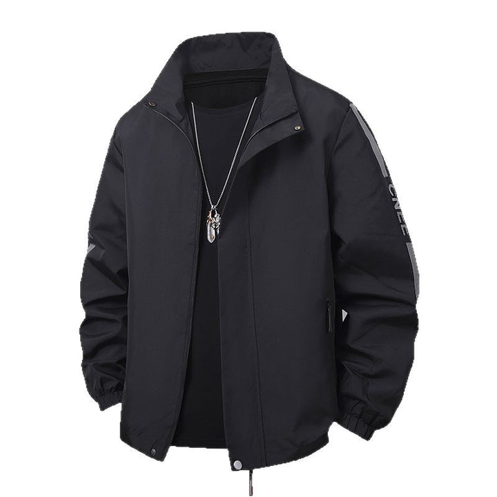 Herren Minimalistische technische Freizeitjacke mit hohem Kragen, verdecktem Reißverschluss und elastischen Bündchen Drune
