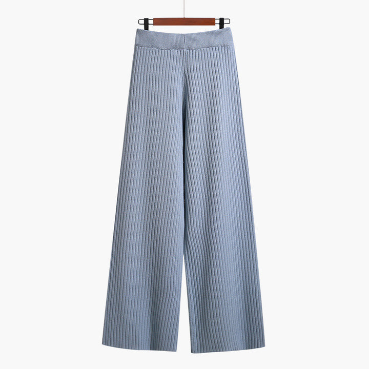 Damen Weit geschnittene Rippstrickhose mit Kordelzug Drune