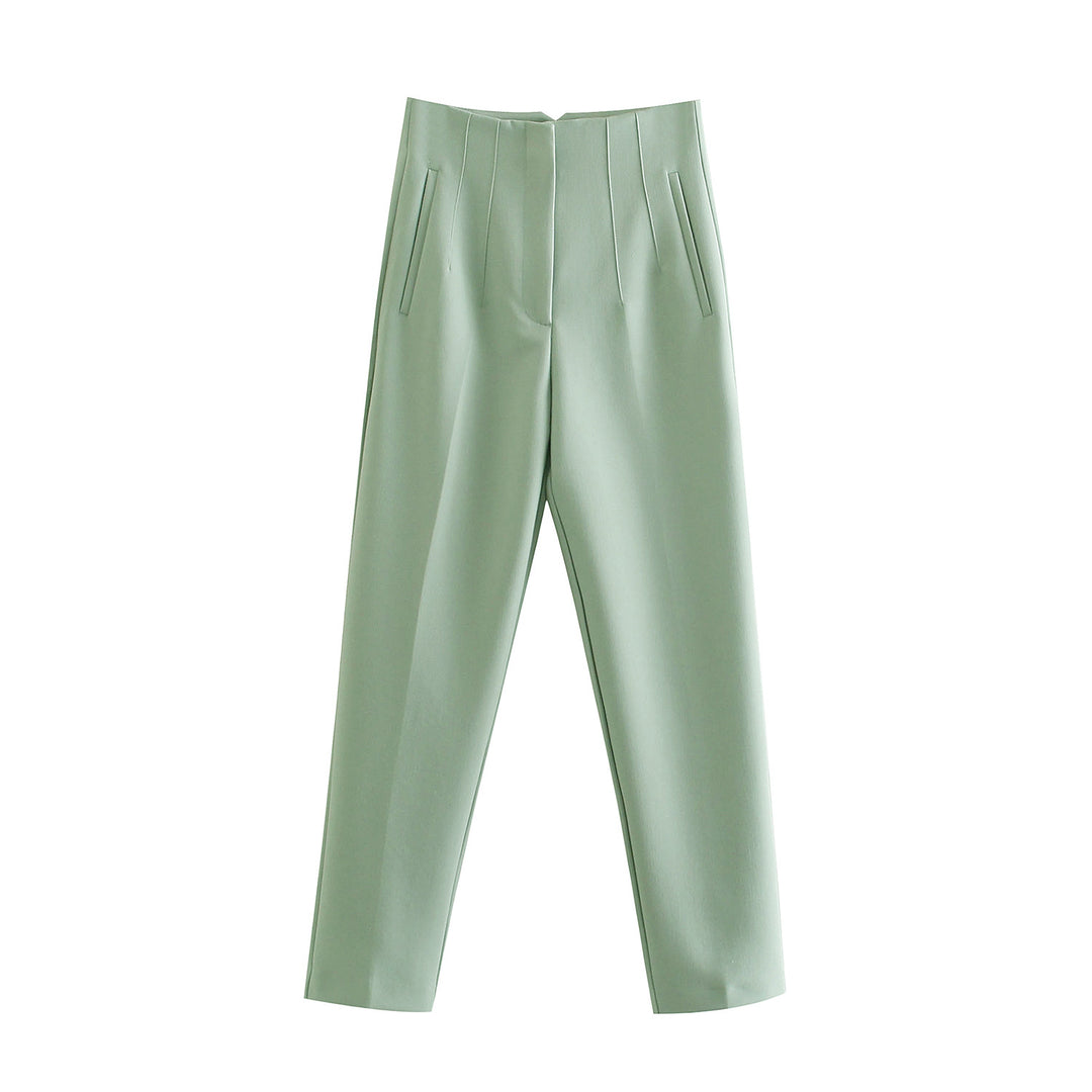 Damen Hochtaillierte tapered Anzughose mit Bügelfalte und Paspeltaschen Drune