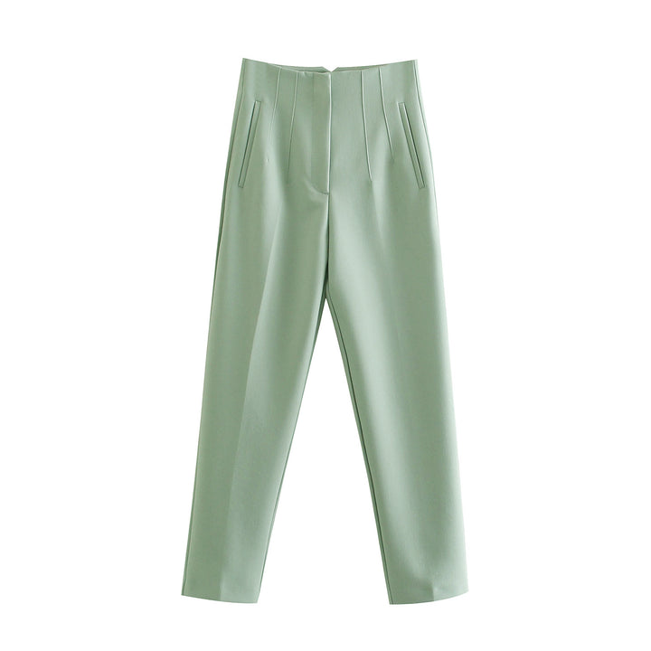Damen Hochtaillierte tapered Anzughose mit Bügelfalte und Paspeltaschen Drune