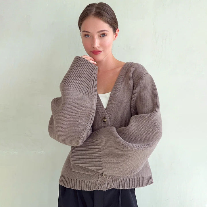 Damen Strickjacke mit voluminösen Ärmeln Drune