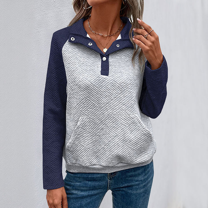 Damen Modischer Sweatshirt mit abnehmbarem Kragen Drune
