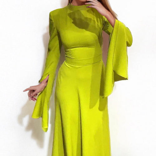 Damen Maxikleid mit schulterfreiem Design und eleganten Glockenärmeln Drune