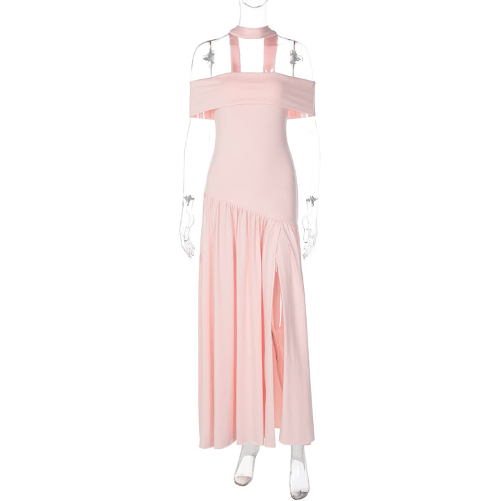 Damen Maxikleid mit schulterfreiem Design und seitlichem Schlitz Drune