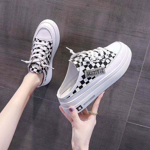 Damen Sportliche Sneaker mit modernem Schachbrettmuster und rutschfester Sohle Drune
