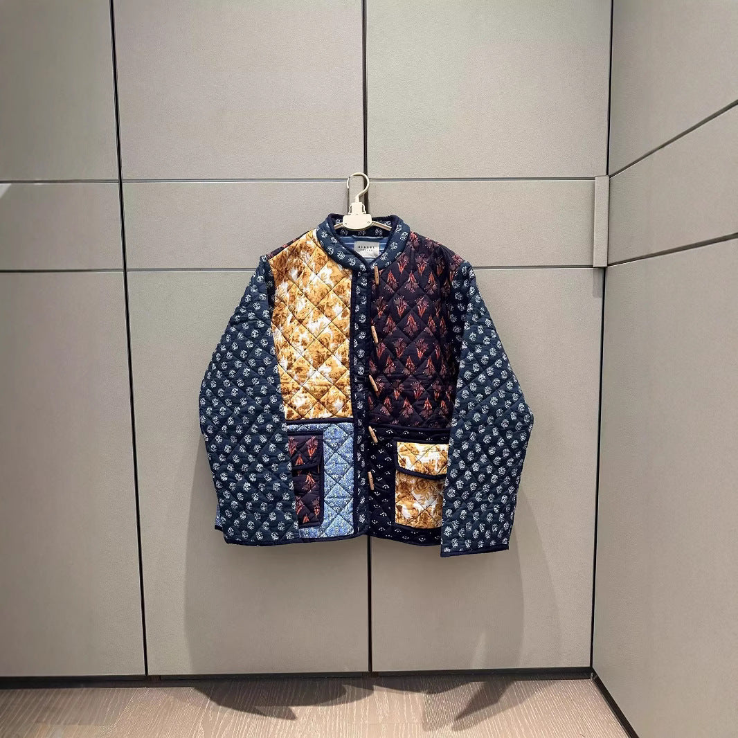 Damen Patchwork Steppjacke mit aufwendigen Mustern und praktischen Taschen Drune