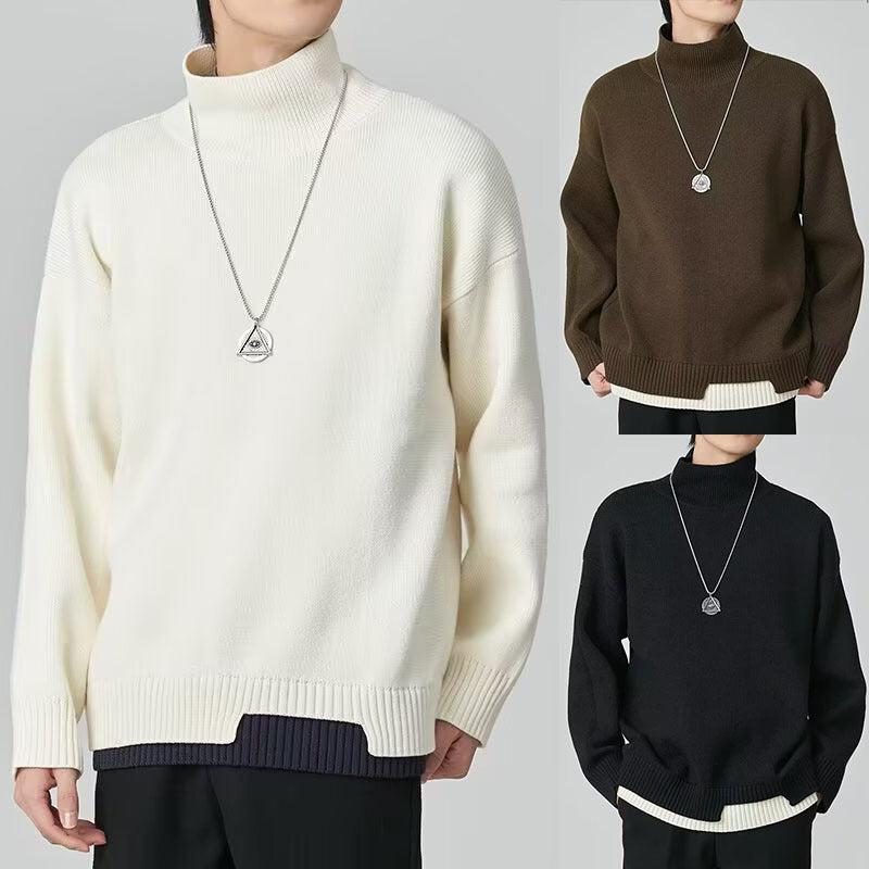 Herren Modischer Rollkragenpullover aus Grobstrick Drune