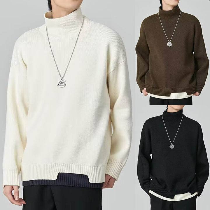 Herren Modischer Rollkragenpullover aus Grobstrick Drune