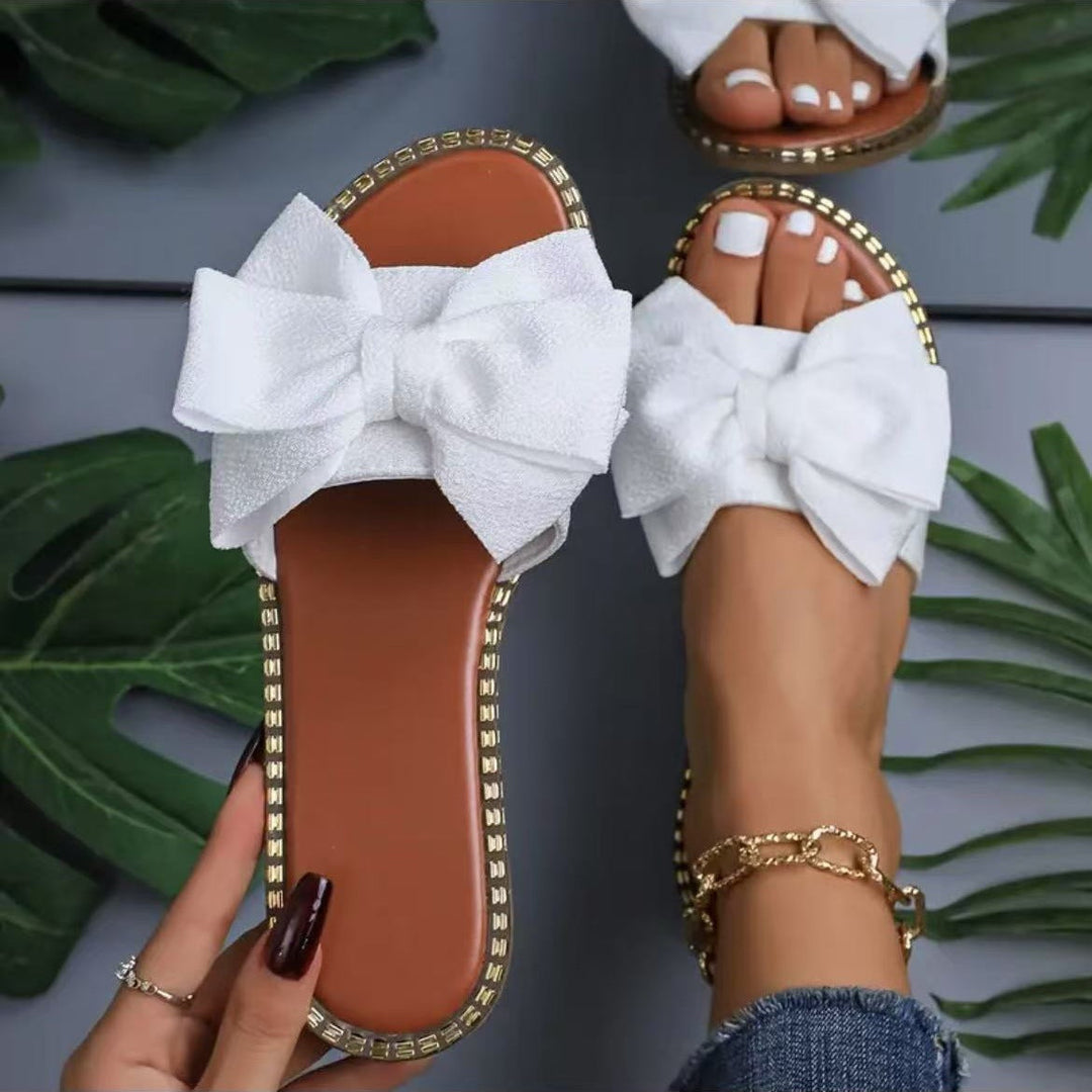 Damen Flip-Flops mit dekorativem Schleifen-Design und rutschfester Sohle Drune