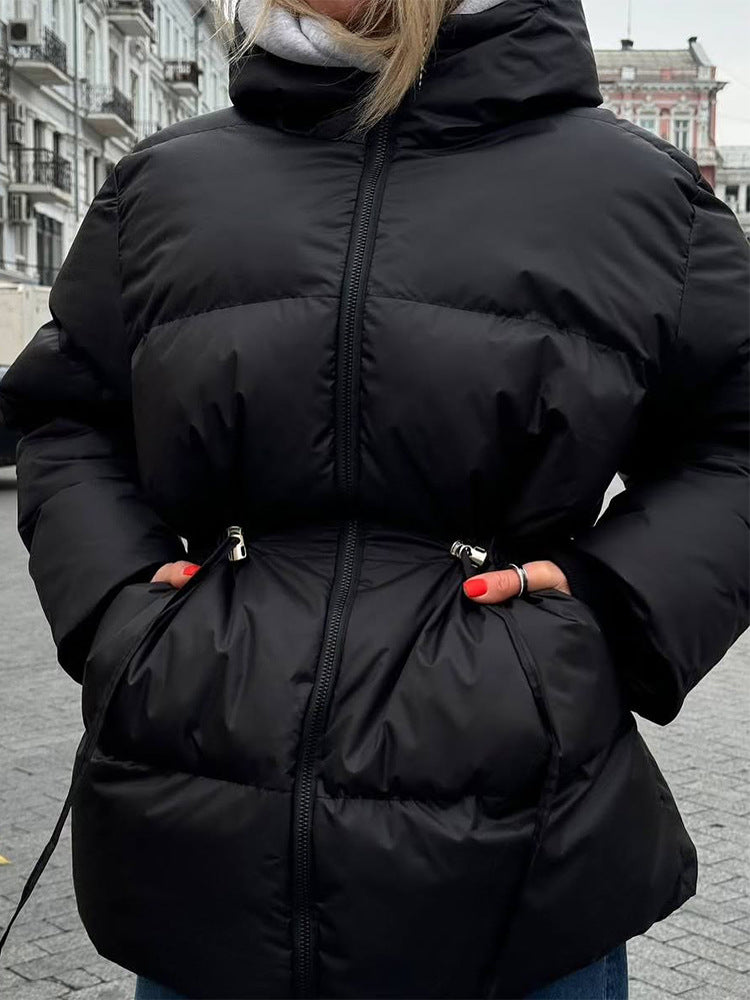 Damen Wattierte Taillierte Steppjacke mit Tunnelzug & hohem Stehkragen Drune