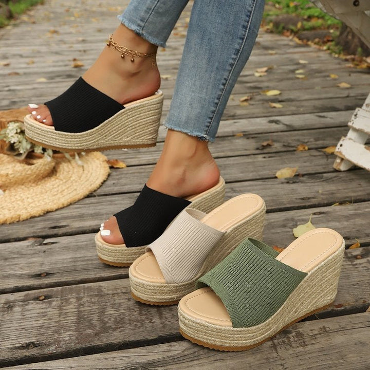 Damen Wedge-Sandaletten mit weichem Obermaterial und bequemer Sohle Drune