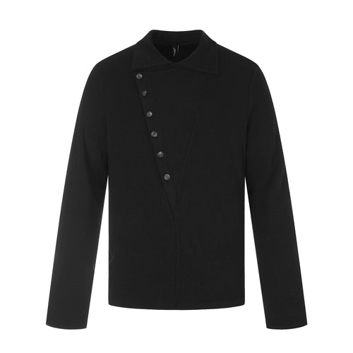 Herren Asymmetrische Hemdjacke mit Kentkragen und verdeckter Knopfleiste Drune