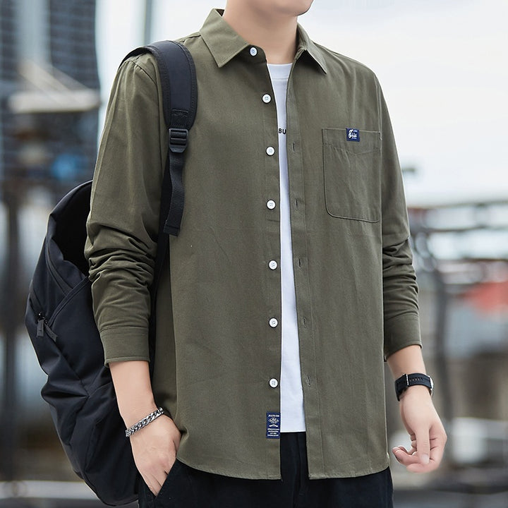 Herren Baumwoll-Overshirt im Casual-Look mit Brusttasche & Hemdkragen Drune
