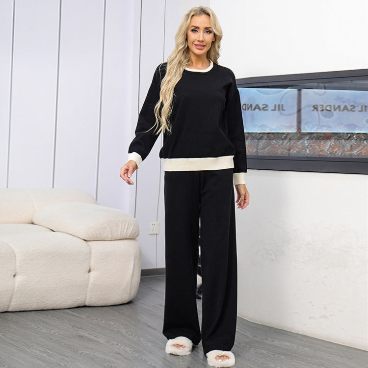 Damen gemütliches Freizeit-Loungewear-Set mit weitem Schnitt und dekorativem Bund Drune