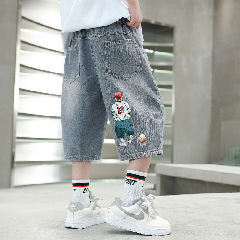 Unisex lässige Denim-Shorts mit kreativen Applikationen Drune
