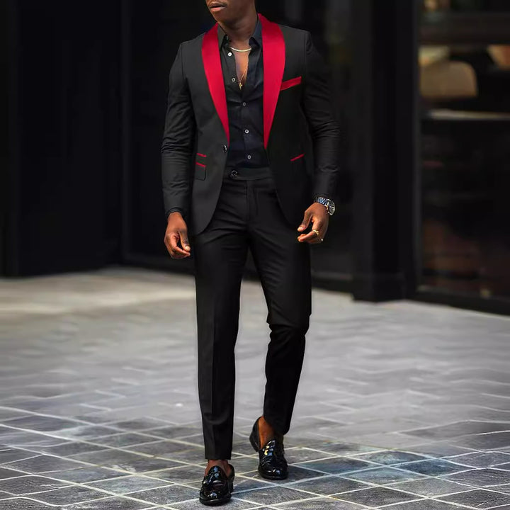 Herren Eleganter Slim-Fit Smokinganzug mit Schalkragen und taillierter Silhouette Drune