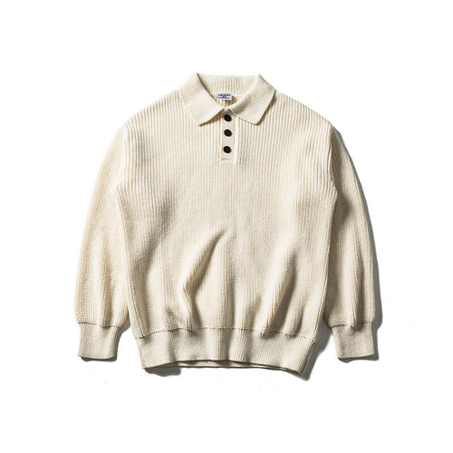 Herren Waffelstrick-Polopullover mit halber Knopfleiste und gerippten Bündchen Drune