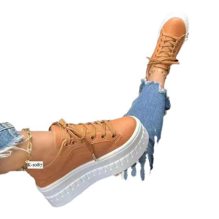 Damen Modische Plateau-Sneaker mit glattem Obermaterial, seitlichem Reißverschluss und markanter Profilsohle Drune