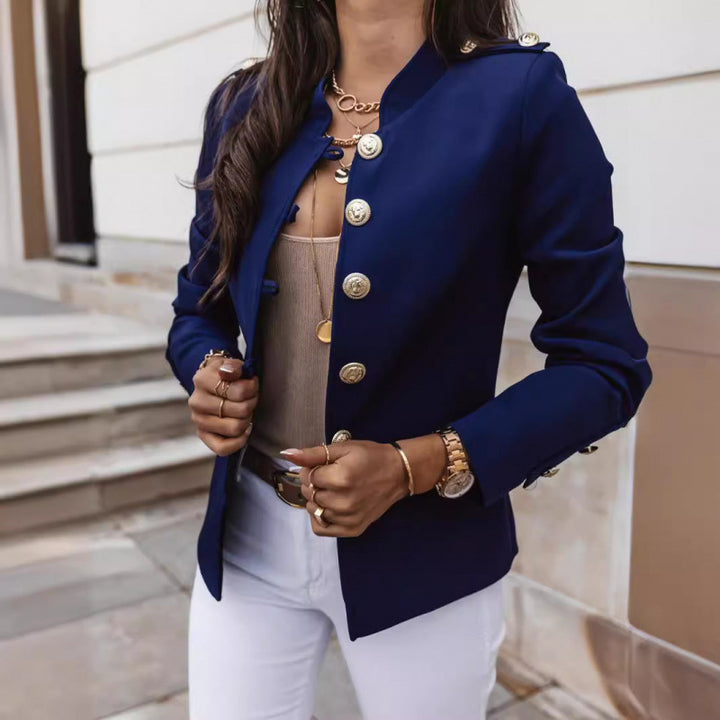 Damen modischer Blazer mit goldenen Knöpfen und schmalem Schnitt Drune