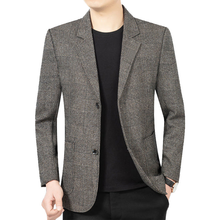 Herren Glencheck-Sakko Slim Fit aus Wollmischung mit dezentem Overcheck Drune