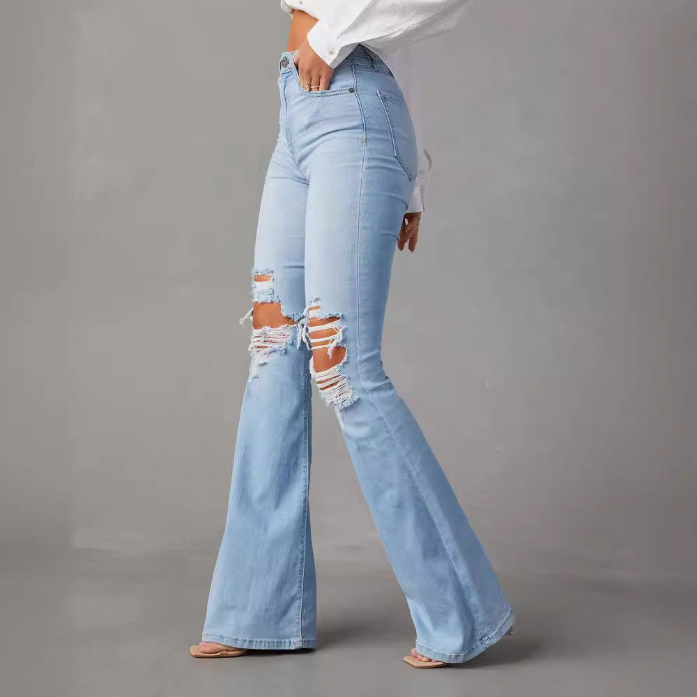 Damen Flared Jeans mit trendigem Destroyed-Effekt Drune