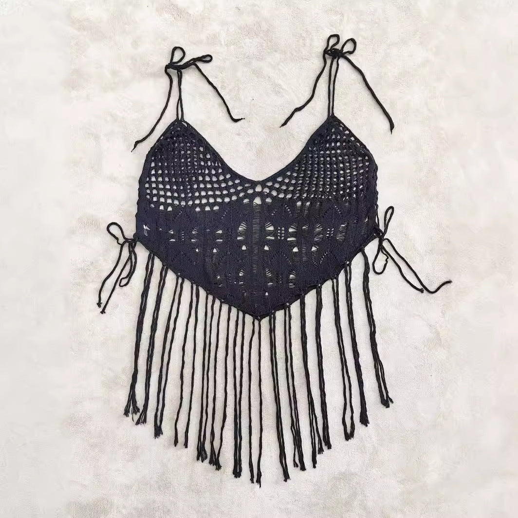 Damen Häkel-Bikinioberteil mit fransigen Details Drune