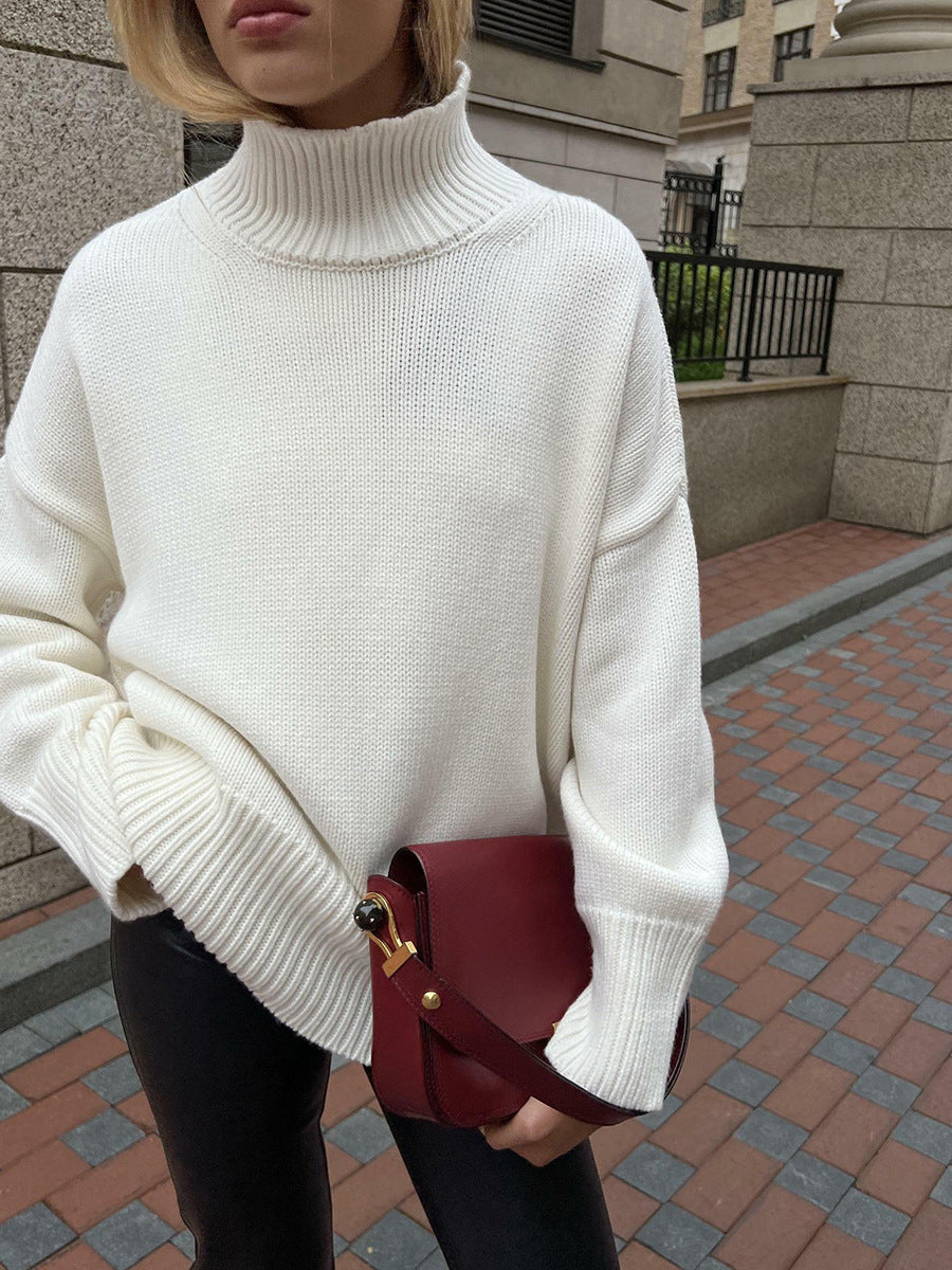 Damen Kuscheliger Rollkragenpullover aus hochwertiger Baumwollmischung mit lockerer Passform Drune