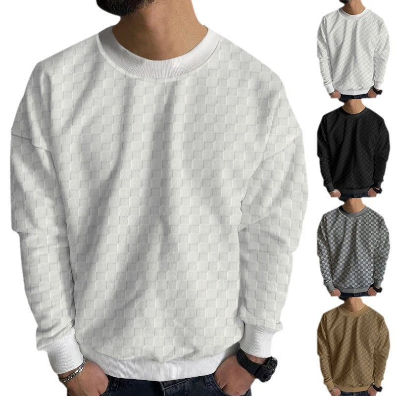 Herren Texturierter Strickpullover mit feiner Karo‑Waffelstruktur & geripptem Saum Drune