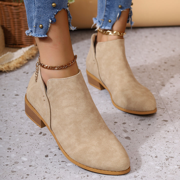 Damen elegante Stiefeletten mit modischem Slip-On Design und komfortablem Blockabsatz Drune