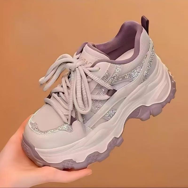 Damen Sportliche Sneakers mit auffälliger Dämpfung und glitzernden Akzenten Drune