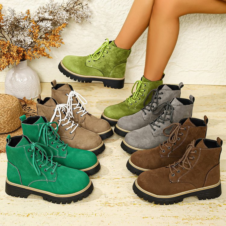 Damen nan Schnür-Stiefelette in Veloursoptik mit warmem Innenfutter, gepolstertem Schaft und robuster Profilsohle Drune